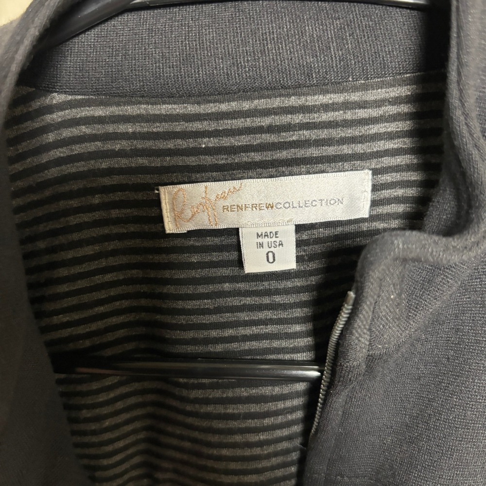 Renfrew Collection Navy Gray Horizontal Pinstripe Zip Pockets Jacket Womens 0 - Picture 7 of 8